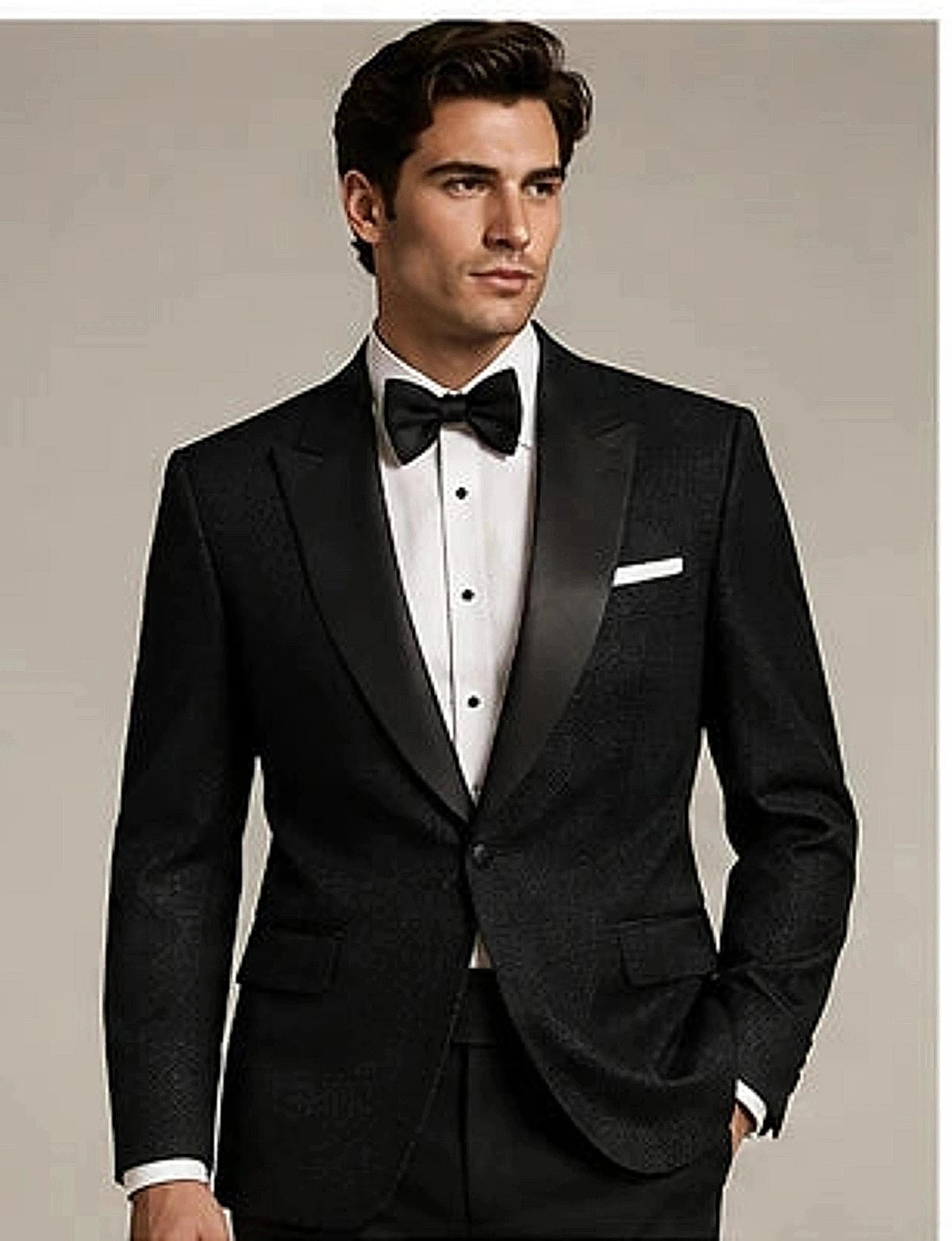 DFCOLOR::Black::onbody — Ivory Textured Peak-Lapel Dinner Jacket