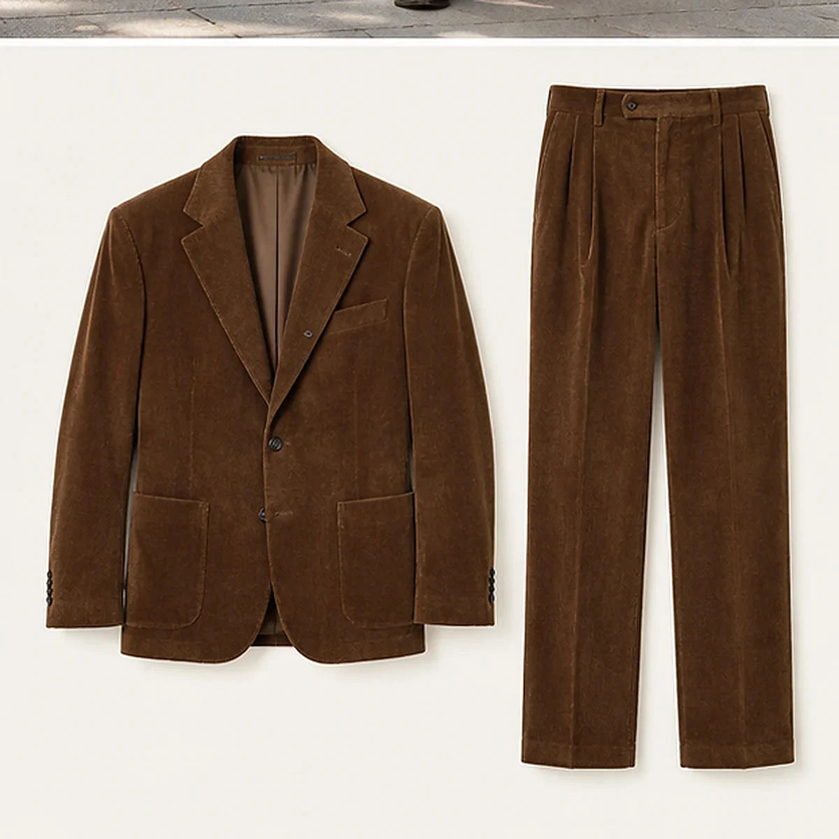 DFCOLOR::Tobacco::Tobacco Corduroy Two-Piece Suit — product view