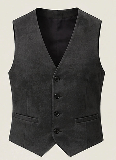 DFCOLOR::Charcoal::product — Chocolate Faux Suede Tailored Waistcoat