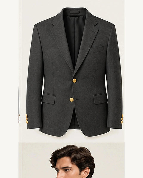 DFCOLOR::Charcoal::product — Navy Serge Blazer with Gold Buttons