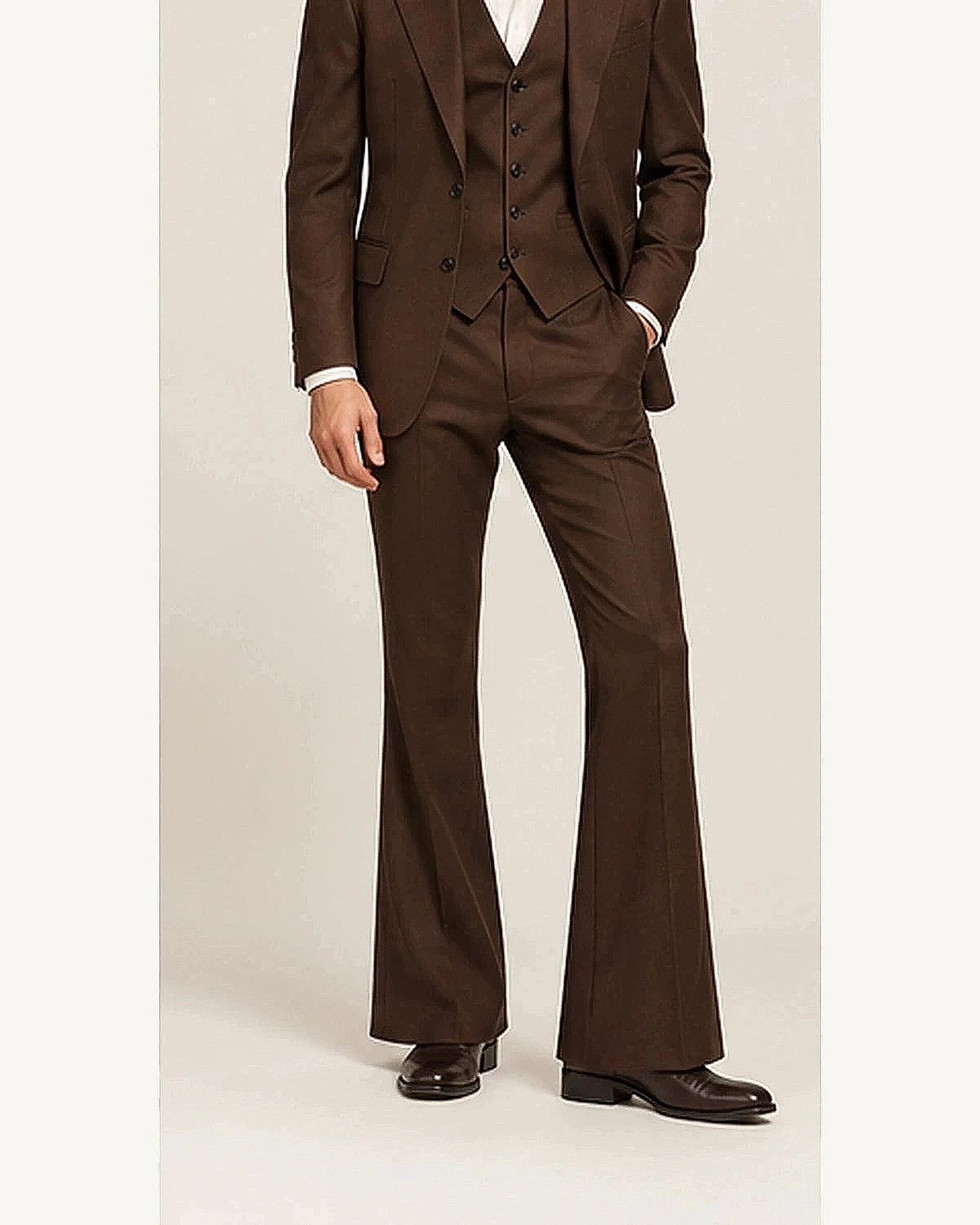 DFCOLOR::Chocolate::onbody — Retro 70s Three-Piece Flare Suit