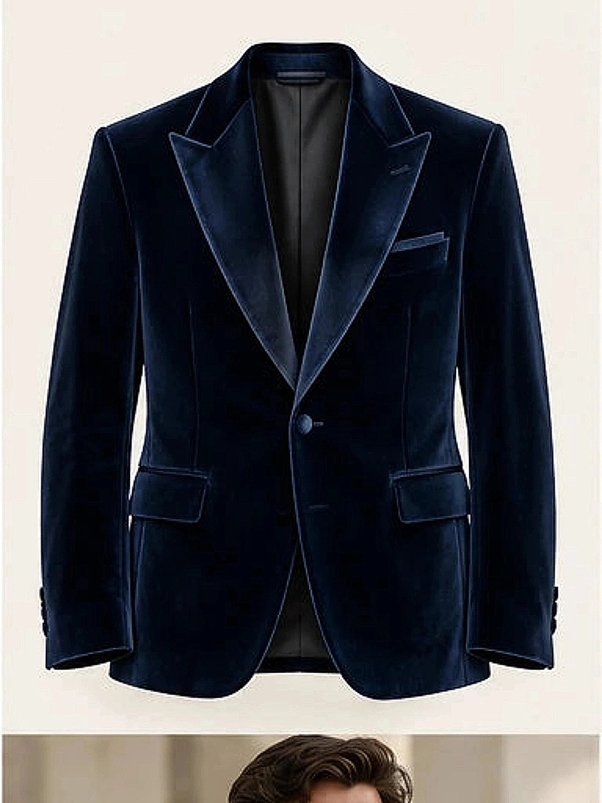 DFCOLOR::Navy::product — Burgundy Velvet Peak-Lapel Blazer