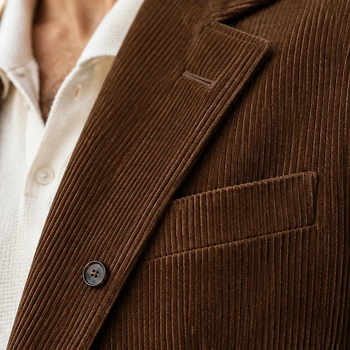 DFCOLOR::Tobacco::Tobacco Corduroy Two-Piece Suit — detail view