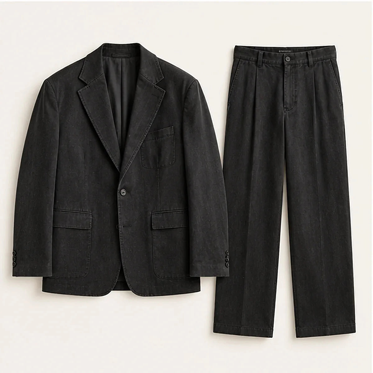 DFCOLOR::Washed Black::Washed Black Relaxed Two-Piece Suit — product view