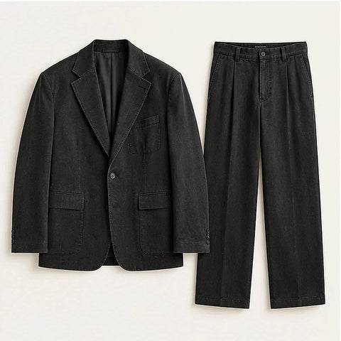 DFCOLOR::Washed Black::Washed Black Relaxed Two-Piece Suit — product view