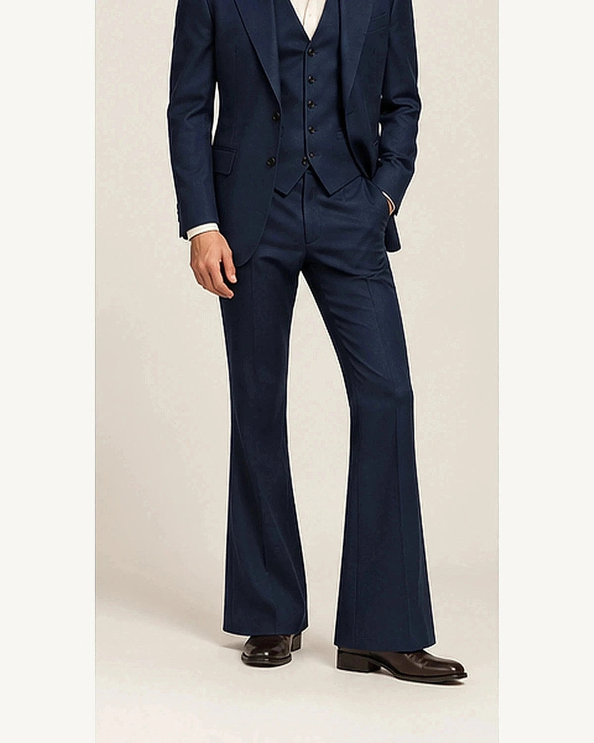 DFCOLOR::Navy::onbody — Retro 70s Three-Piece Flare Suit